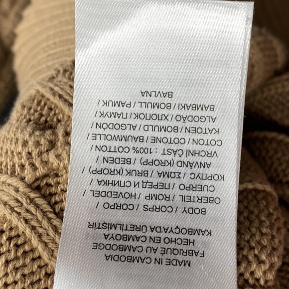 Lauren Ralph Lauren Sweater Womens Medium Beige Cable Knit Wrap Belted Cotton - Picture 5 of 9